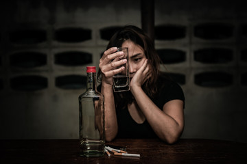 alcoholic woman with vodka